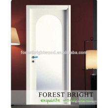 CNC carving MDF modern design white primed molded interior door with glass
